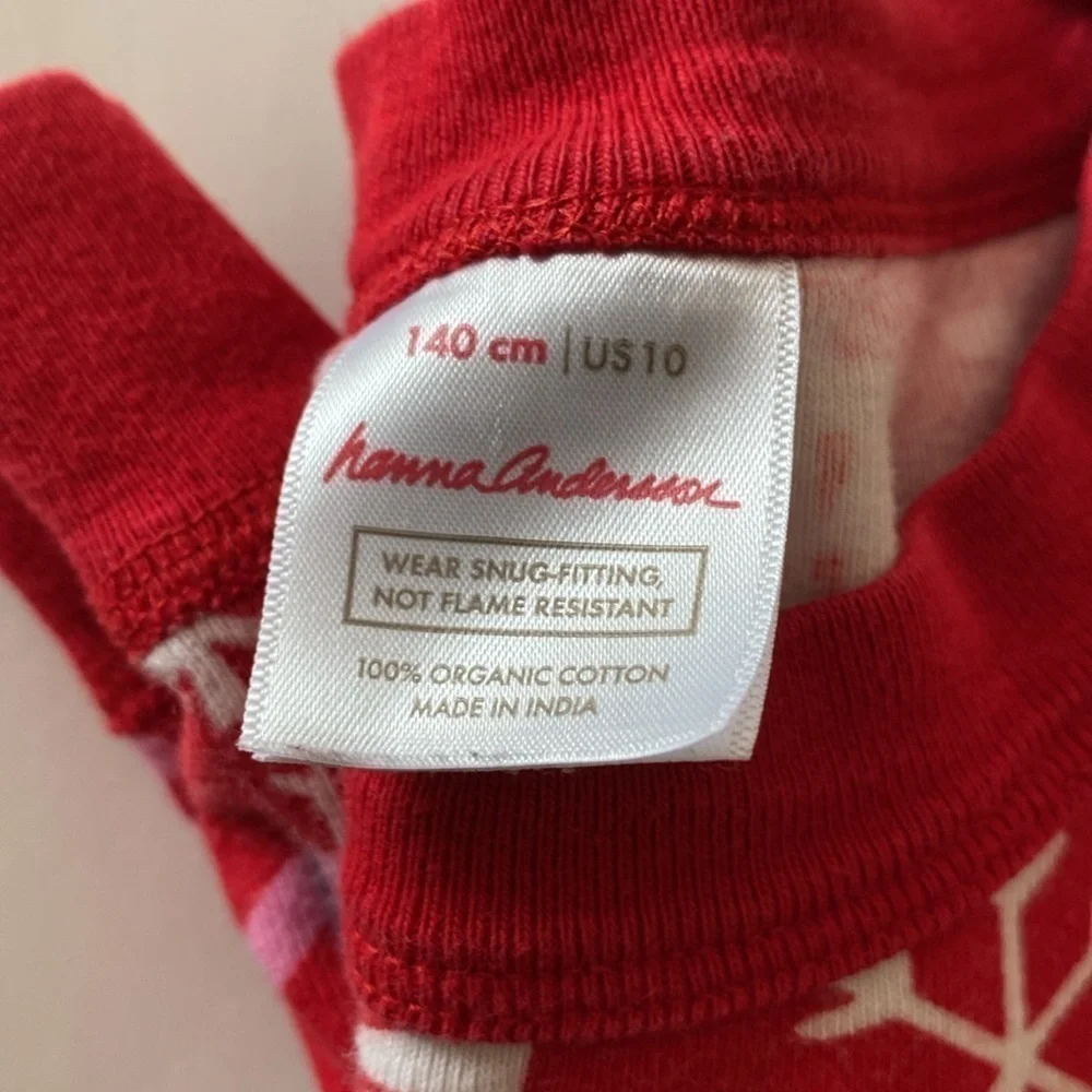 Hanna Andersson owl snowflake pajamas pink red size US 10